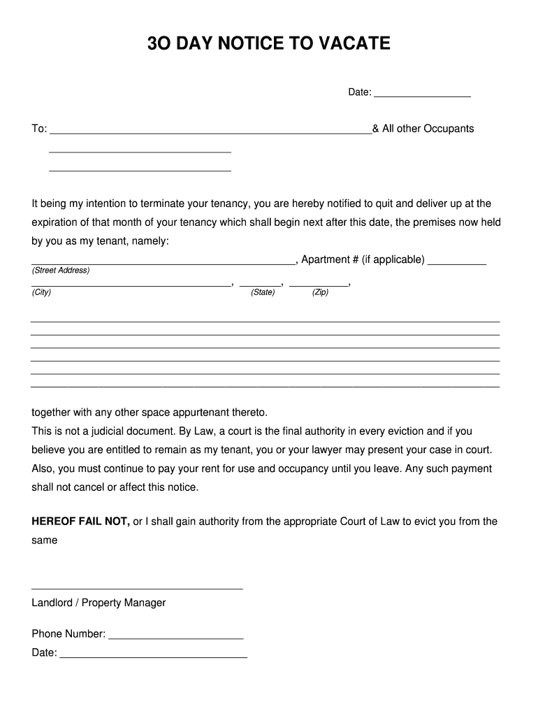 Free Printable 30 Day Eviction Notice Template