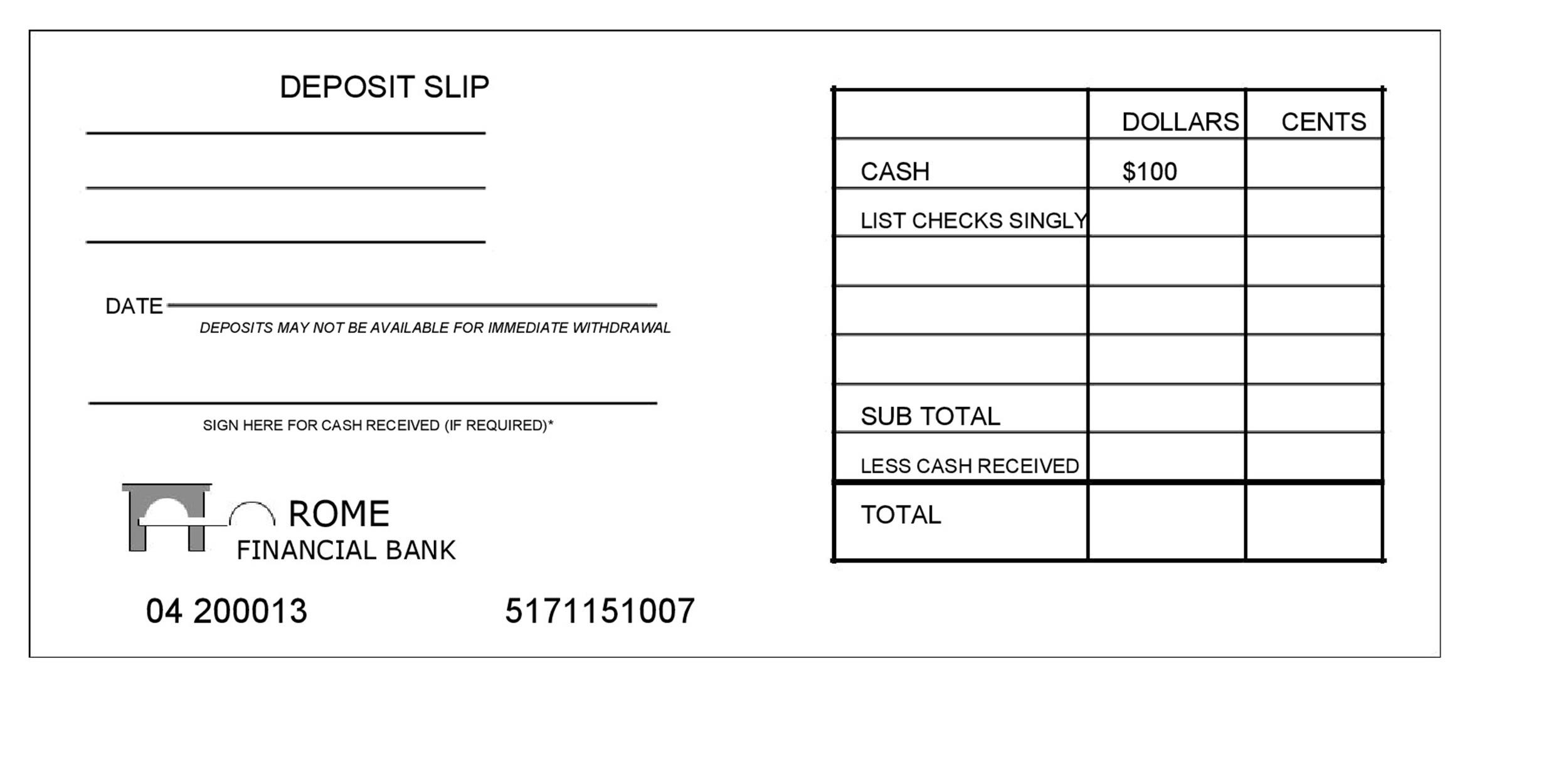 37 Bank Deposit Slip Templates amp Examples TemplateLab