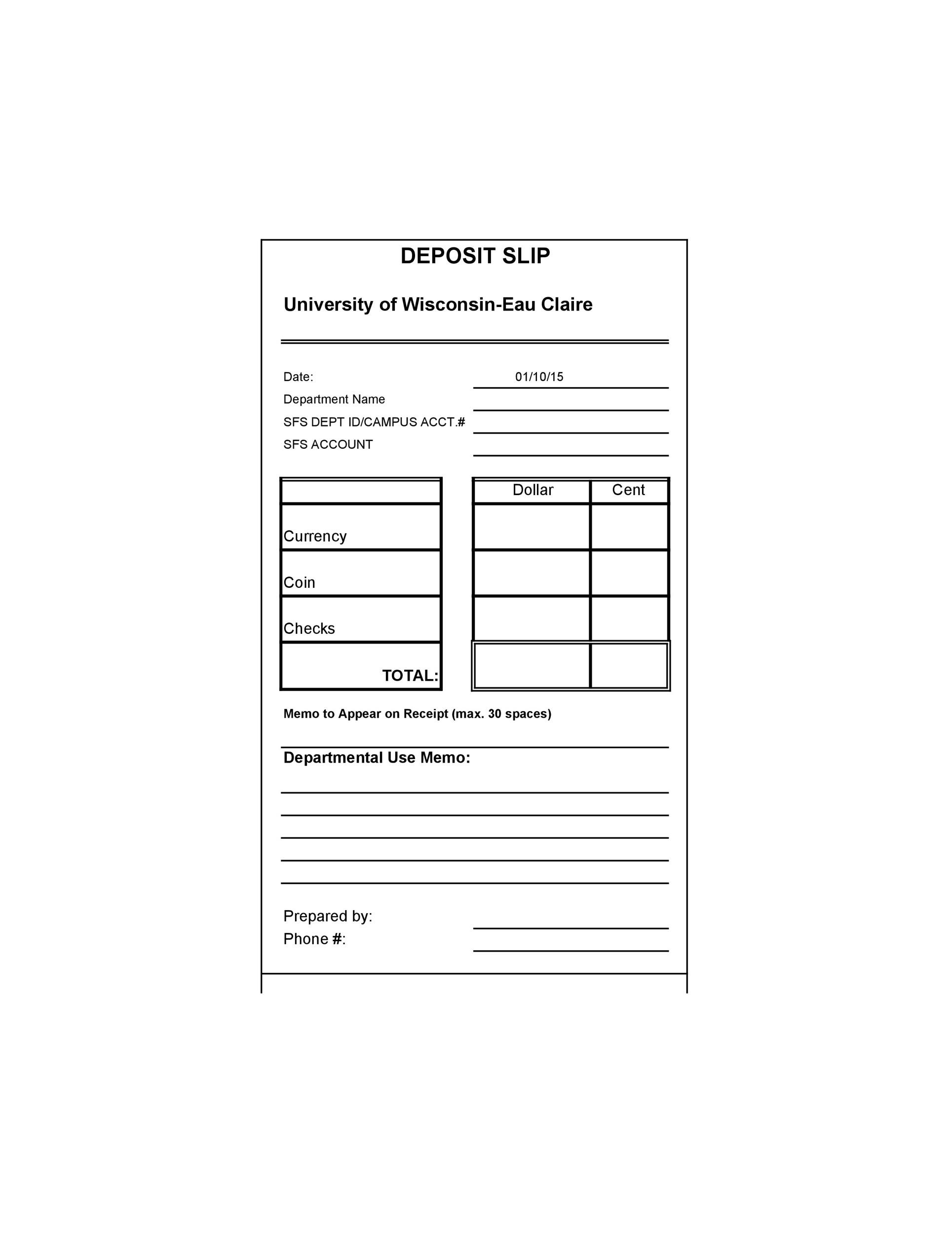 Free Printable Deposit Slips Template