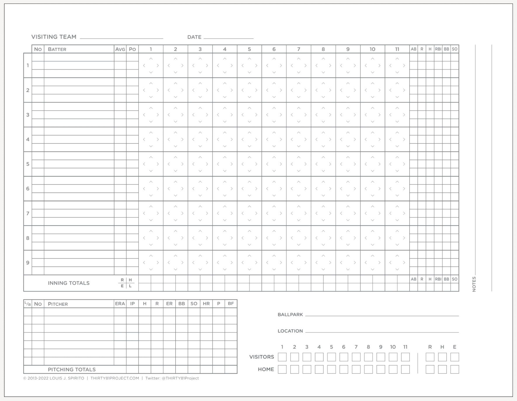Free Printable Baseball Score Sheet Template