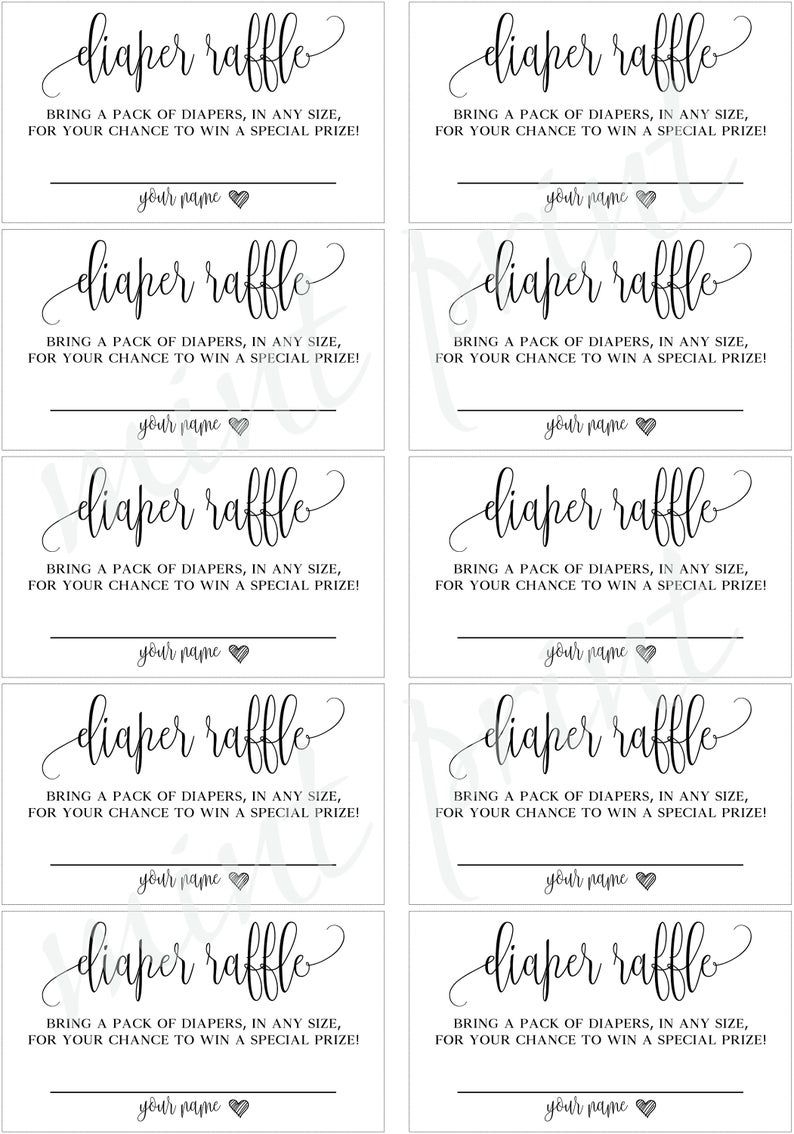 Free Printable Diaper Raffle Ticket Template Download