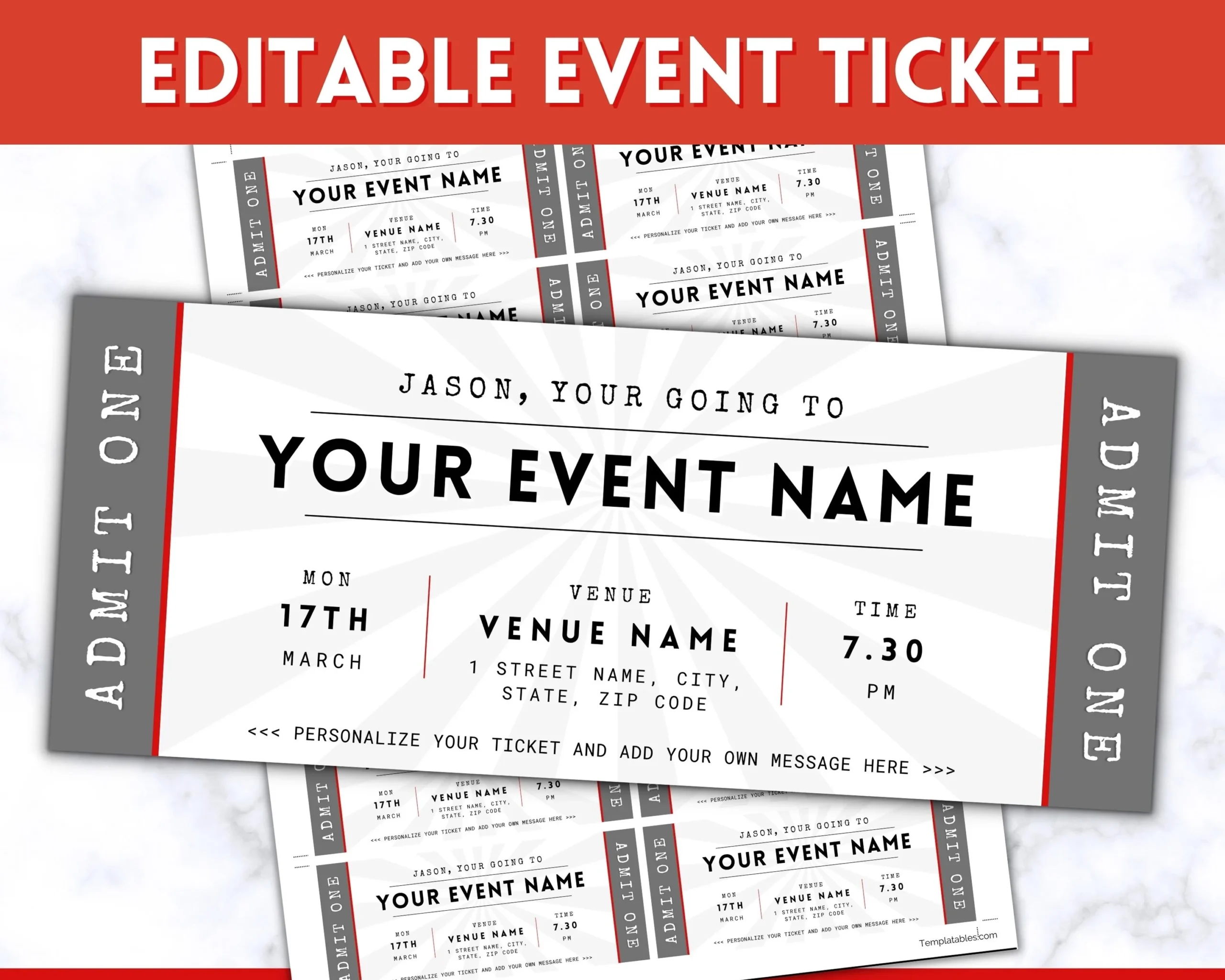 Printable Editable Ticket Template Free