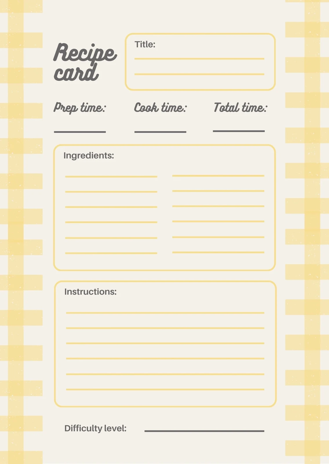Free Custom Printable Recipe Card Templates Online Canva