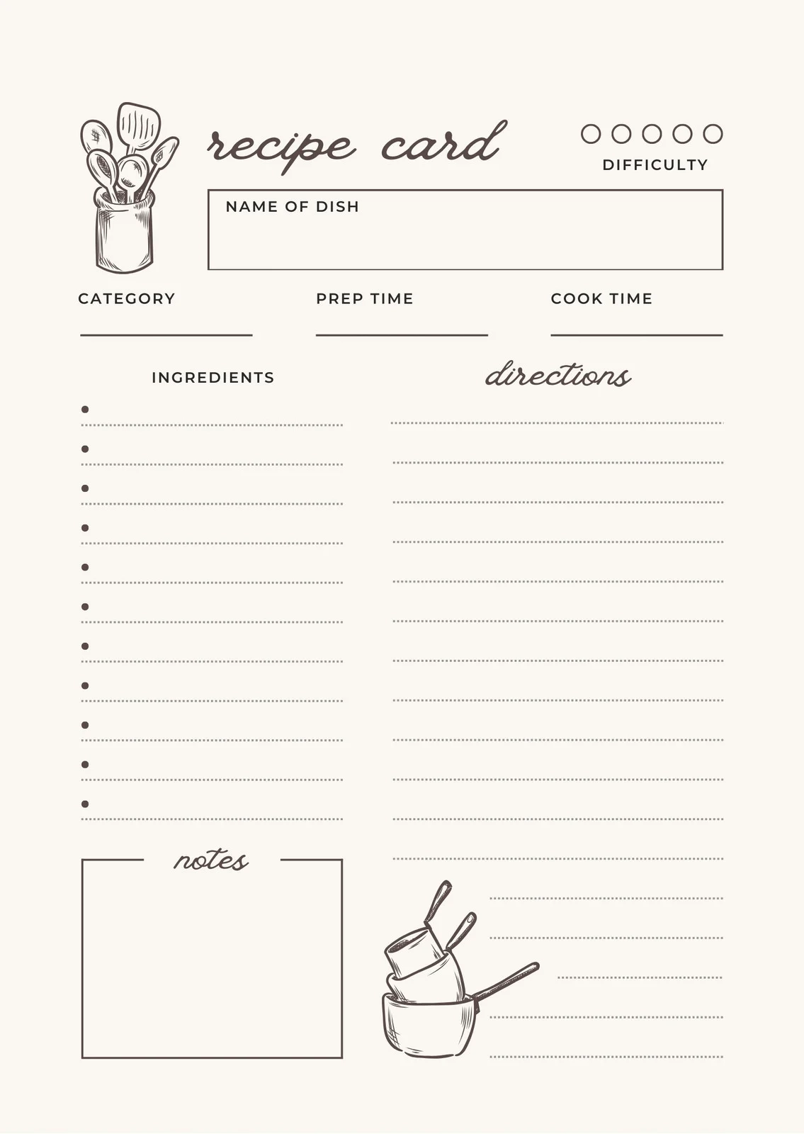 Recipe Template Free Printable