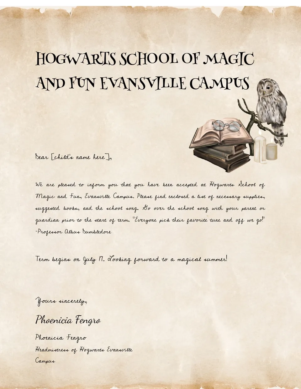 Free Printable Harry Potter Acceptance Letter Template Free Printable Harry Potter Acceptance Letter Template