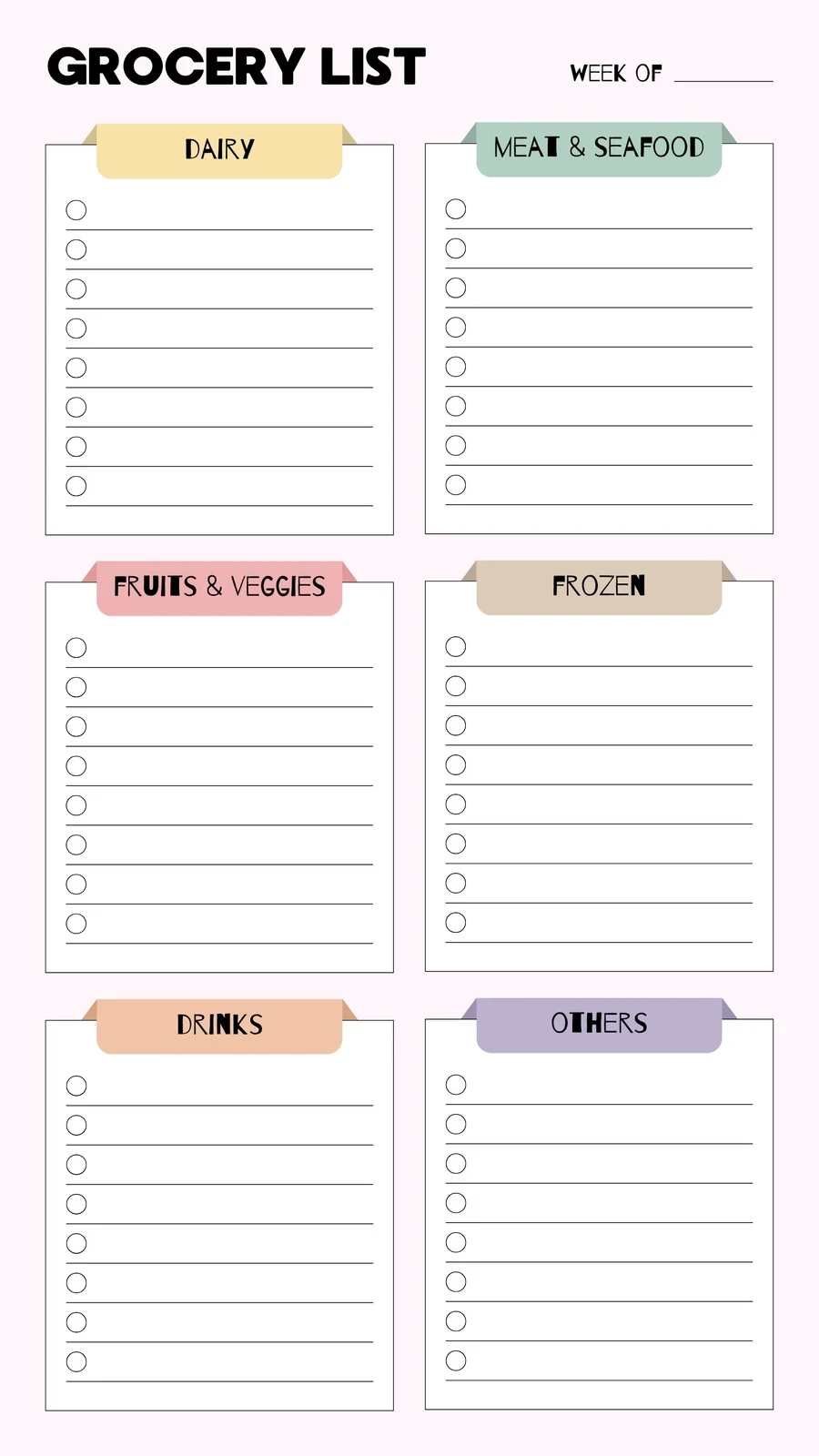 Free Printable Grocery Shopping List Template