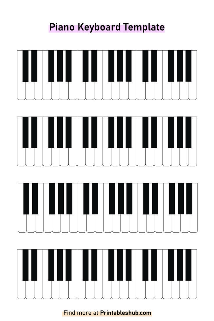 Free Printable Blank Piano Keyboard Template PDF Included