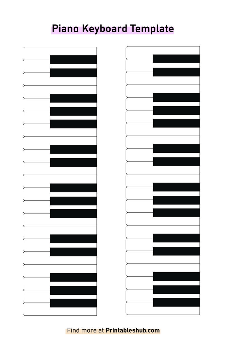 Free Printable Blank Piano Keyboard Templates PDF Included 