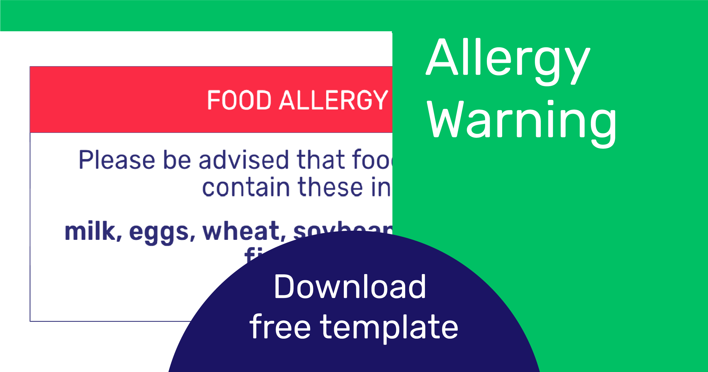 Printable Food Allergy Disclaimer Template
