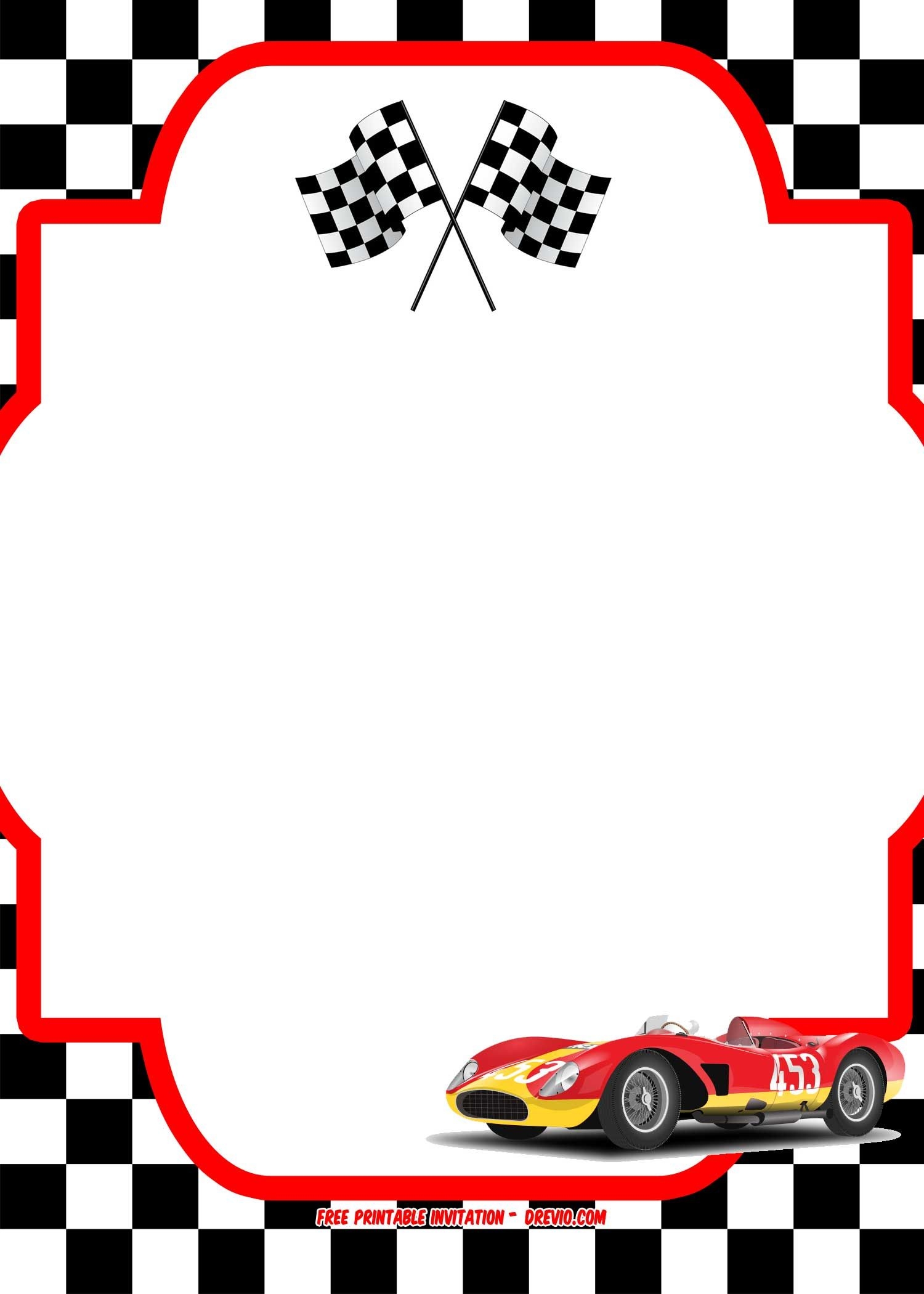 Editable Free Printable Race Car Templates