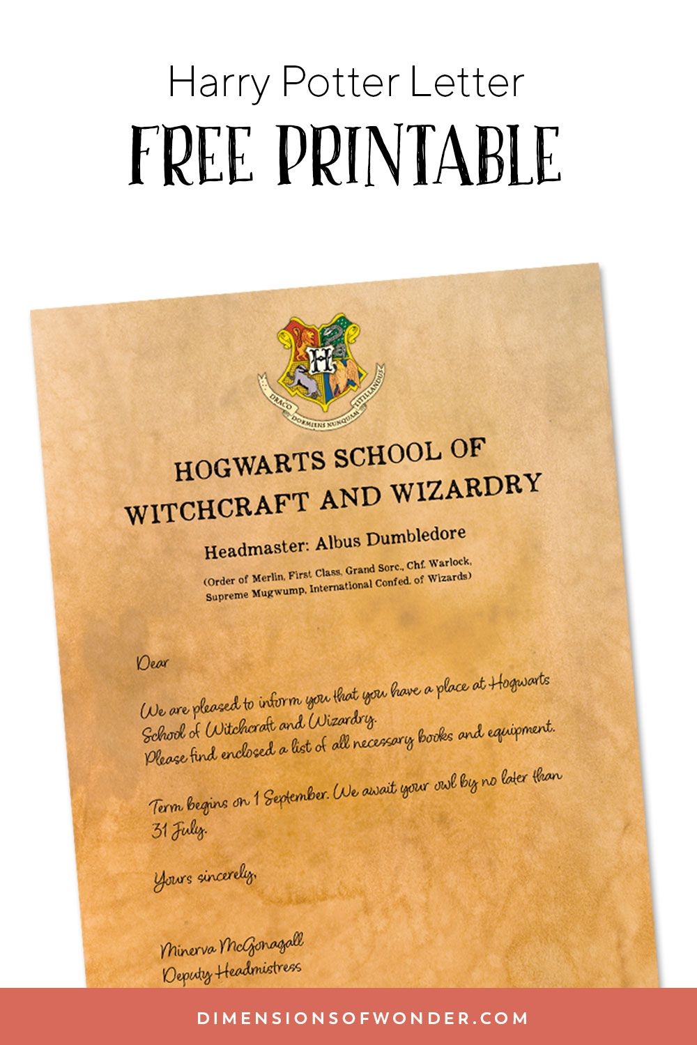Hogwarts Acceptance Letter Template Free Printable Front Back Hogwarts Acceptance Letter Template Free Printable Front Back