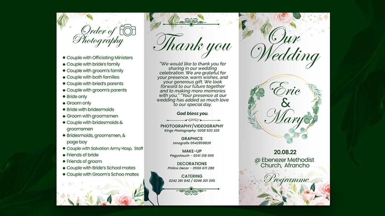 Free Printable Tri Fold Wedding Program Templates