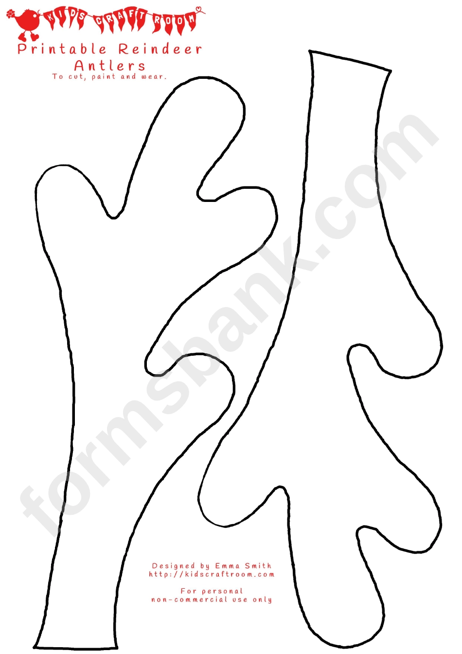 Reindeer Antler Template Printable Free