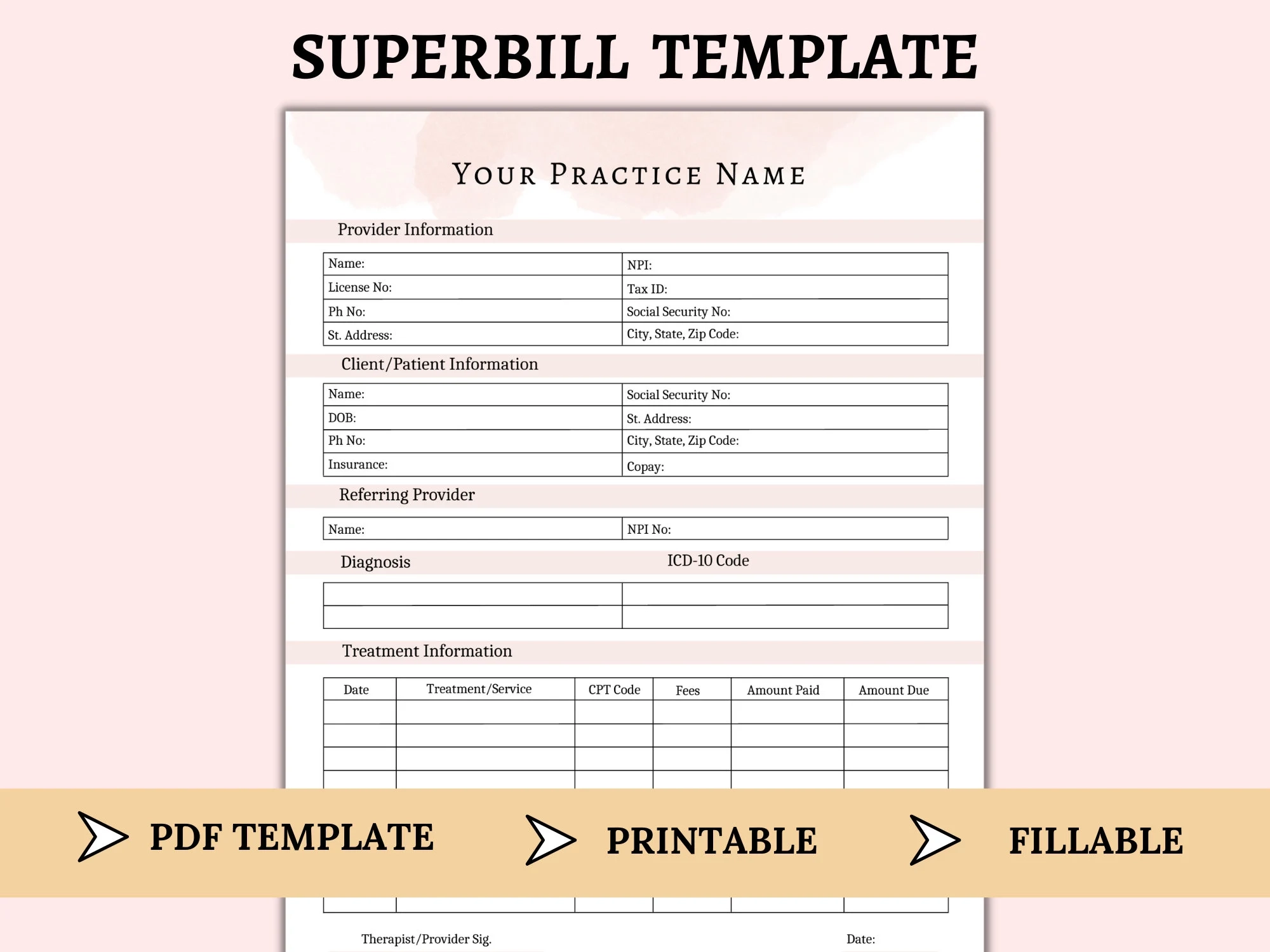 Free Printable Psychotherapy Superbill Template