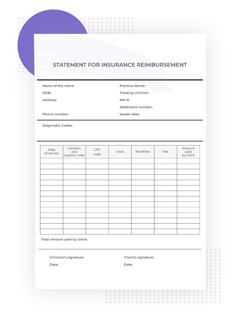 Free Printable Psychotherapy Superbill Template