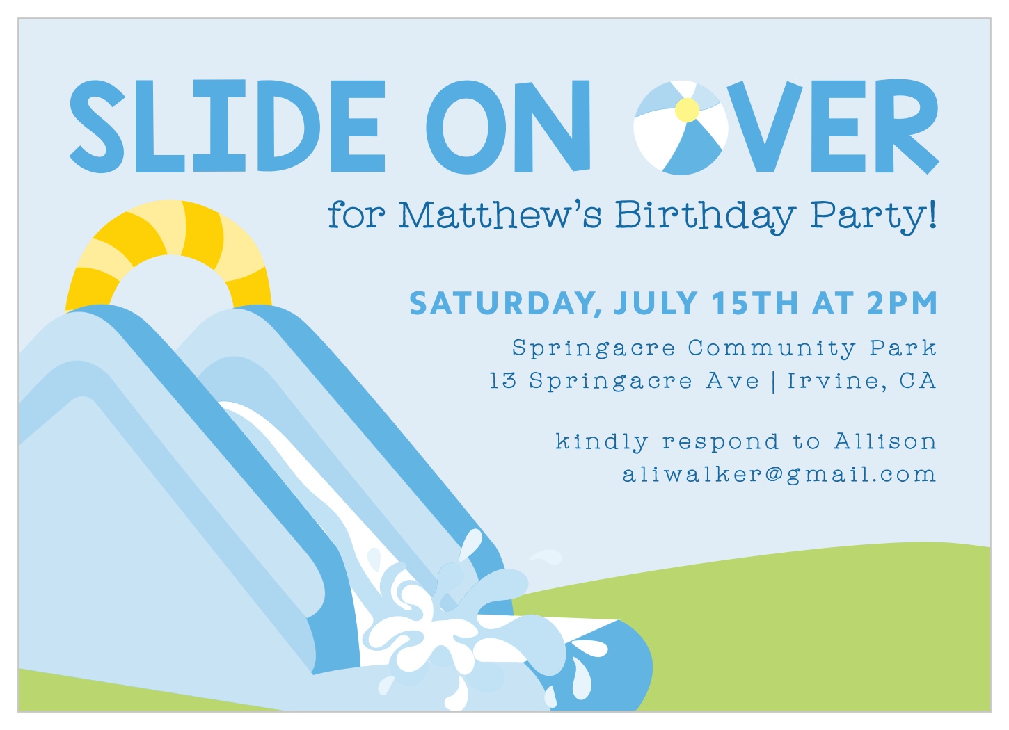 Water Slide Fun Children s Birthday Invitations By Basic Invite Water Slide Fun Children s Birthday Invitations By Basic Invite
